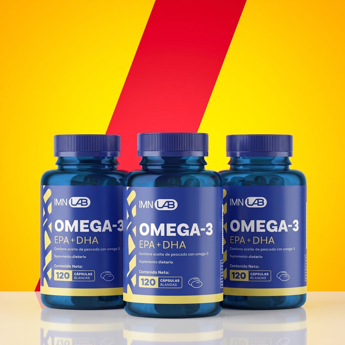 Tres frascos de Omega-3 IMN LAB